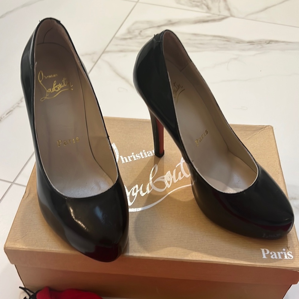 Christian Louboutin Paris patent black high heels